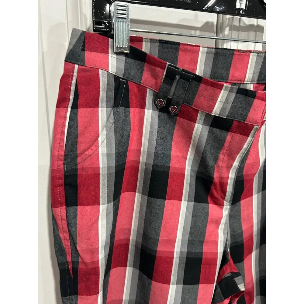 Callaway Golf Plaid Shorts Size 12 Red Black White Preppy Gorpcore NWT - Picture 4 of 10